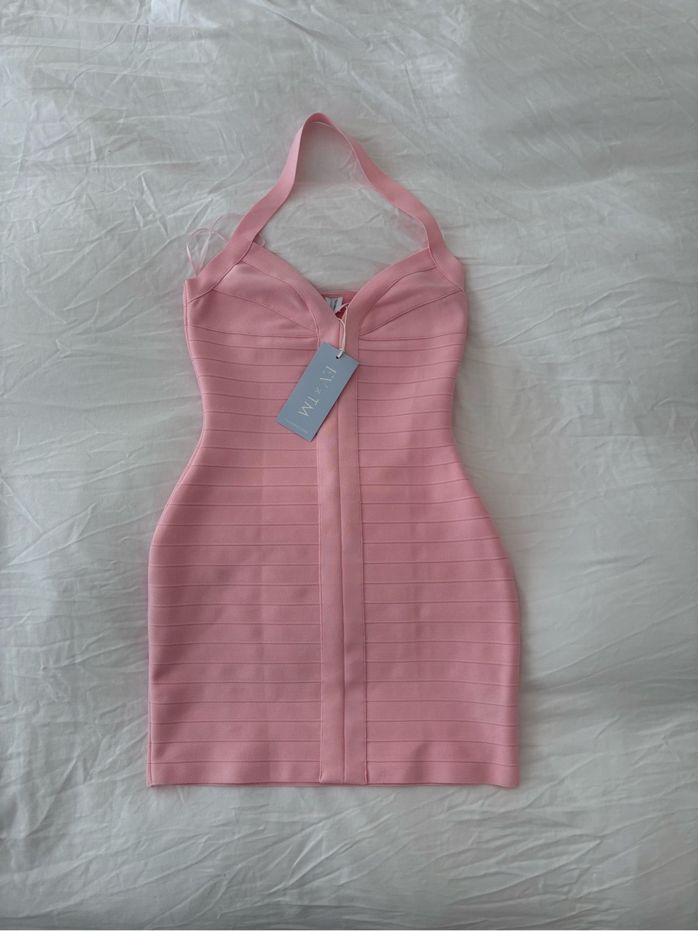 Pink Halter Bandage Dress